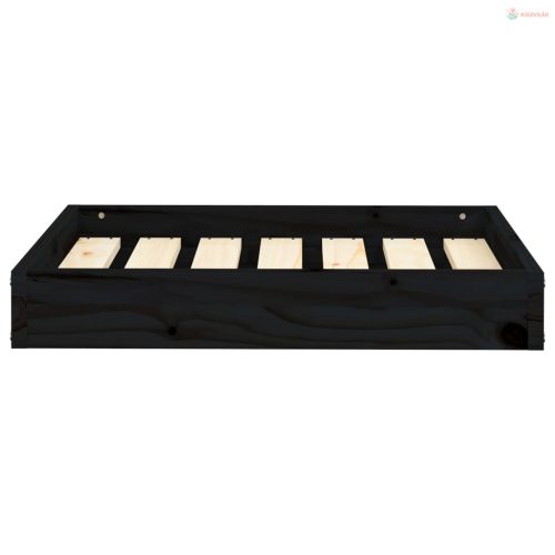 Fekete tömör fenyőfa kutyaágy 61,5x49x9 cm