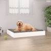 Fehér tömör fenyőfa kutyaágy 71,5x54x9 cm