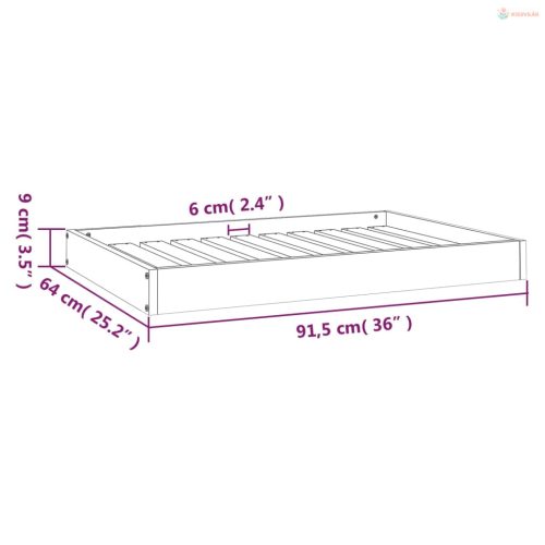 Fehér tömör fenyőfa kutyaágy 91,5x64x9 cm