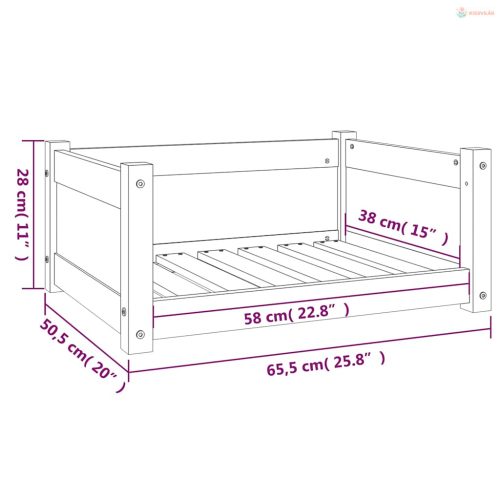 Tömör fenyőfa kutyafekhely 65,5 x 50,5 x 28 cm