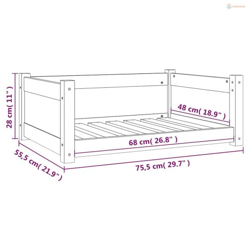 Tömör fenyőfa kutyaágy 75,5x55,5x28 cm