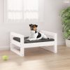 Fehér tömör fenyőfa kutyaágy 55,5x45,5x28 cm