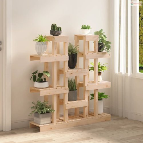 Szürke tömör fenyőfa növénytartó 104,5 x 25 x 109,5 cm