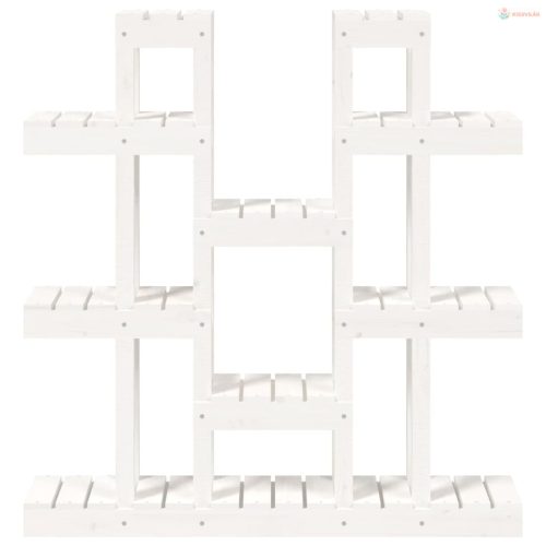 Fehér tömör fenyőfa növénytartó 104,5 x 25 x 109,5 cm