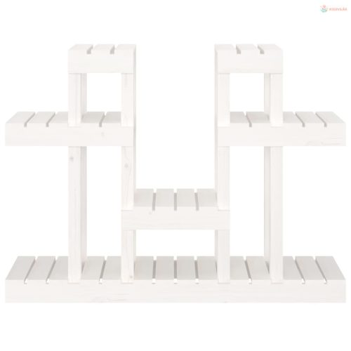 Fehér tömör fenyőfa növénytartó 104,5x25x77,5 cm