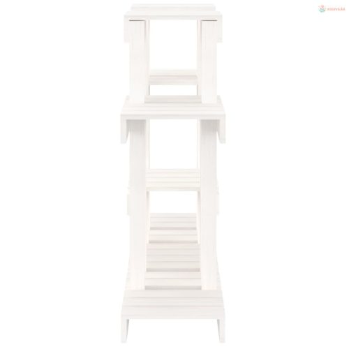 Fehér tömör fenyőfa növénytartó 104,5x25x77,5 cm