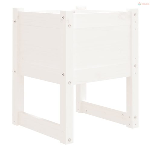 Fehér tömör fenyőfa növénytartó 40 x 40 x 52,5 cm