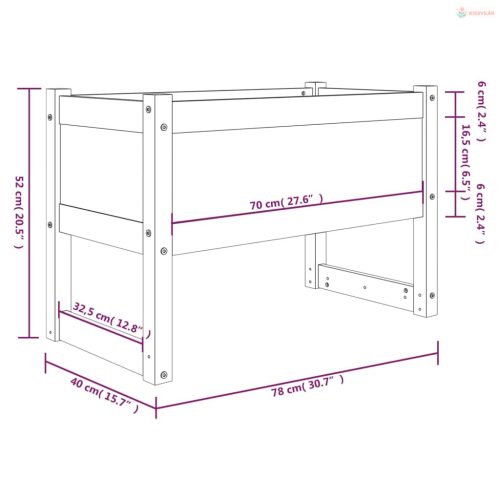 Fehér tömör fenyőfa növénytartó 78 x 40 x 52 cm