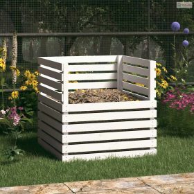 Fehér tömör fenyőfa komposztáló 80 x 80 x 78 cm