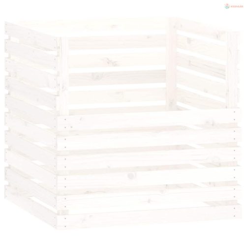 Fehér tömör fenyőfa komposztáló 80 x 80 x 78 cm