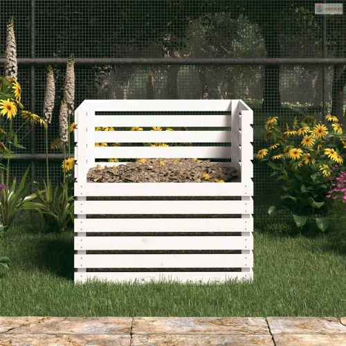 Fehér tömör fenyőfa komposztáló 80 x 80 x 78 cm