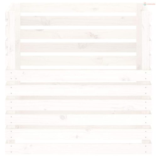 Fehér tömör fenyőfa komposztáló 80 x 80 x 78 cm