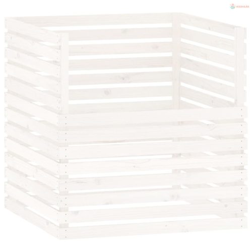 Fehér tömör fenyőfa komposztáló 100x100x102 cm