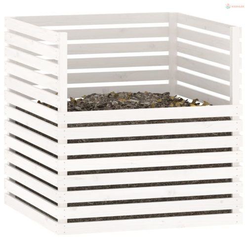 Fehér tömör fenyőfa komposztáló 100x100x102 cm