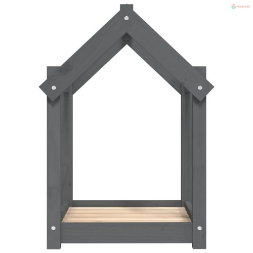 Szürke tömör fenyőfa kutyaágy 61x50x70 cm