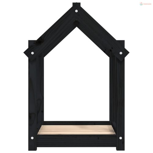 Fekete tömör fenyőfa kutyaágy 61x50x70 cm