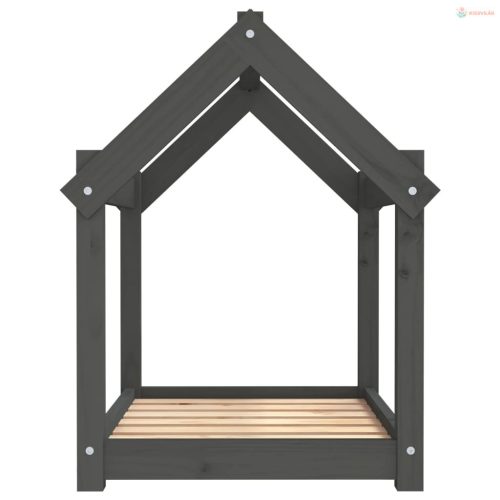 Szürke tömör fenyőfa kutyaágy 71x55x70 cm