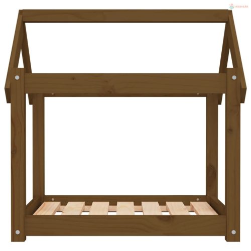 Mézbarna tömör fenyőfa kutyaágy 71x55x70 cm