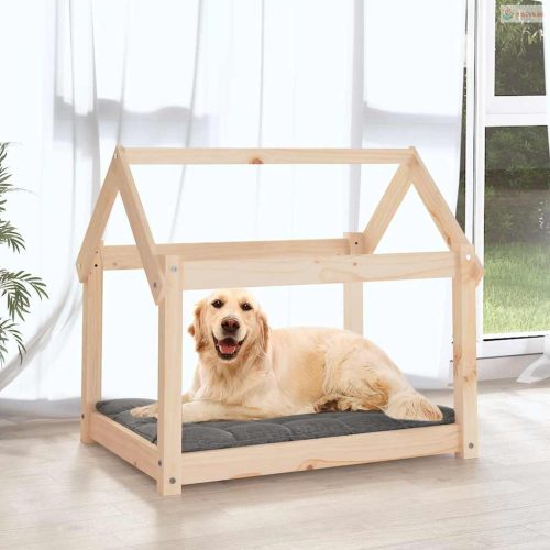 Tömör fenyőfa kutyaágy 81x60x70 cm