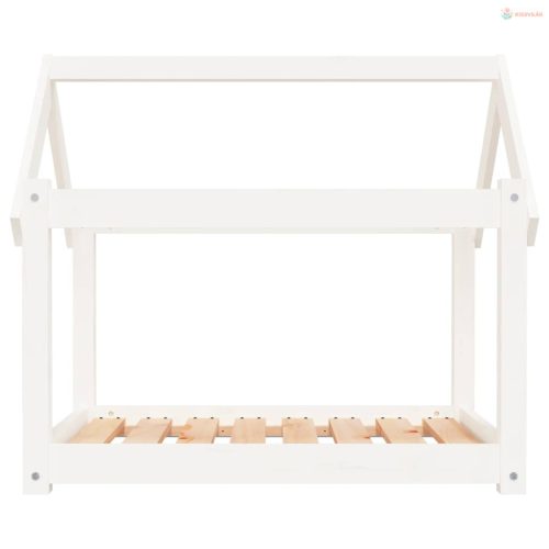 Fehér tömör fenyőfa kutyaágy 81x60x70 cm