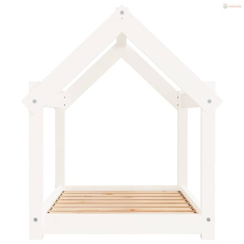 Fehér tömör fenyőfa kutyaágy 81x60x70 cm