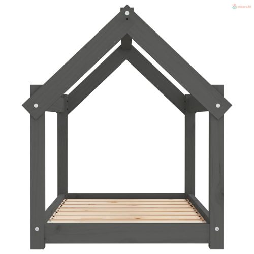 Szürke tömör fenyőfa kutyaágy 81 x 60 x 70 cm