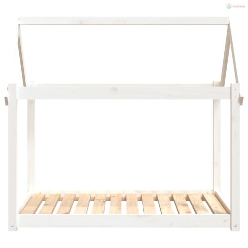 Fehér tömör fenyőfa kutyaágy 111x80x100 cm