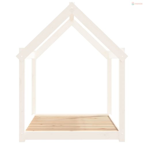 Fehér tömör fenyőfa kutyaágy 111x80x100 cm