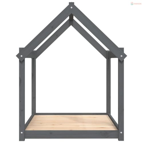 Szürke tömör fenyőfa kutyaágy 111x80x100 cm