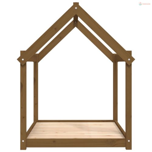 Mézbarna tömör fenyőfa kutyaágy 111x80x100 cm