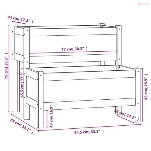 Fehér tömör fenyő növénytartó 84,5x84x75 cm