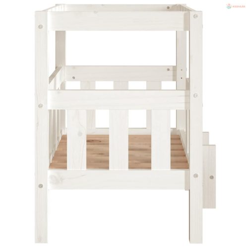 Fehér tömör fenyőfa kutyaágy 65,5x50,5x70 cm