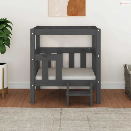 Szürke tömör fenyőfa kutyaágy 65,5x50,5x70 cm