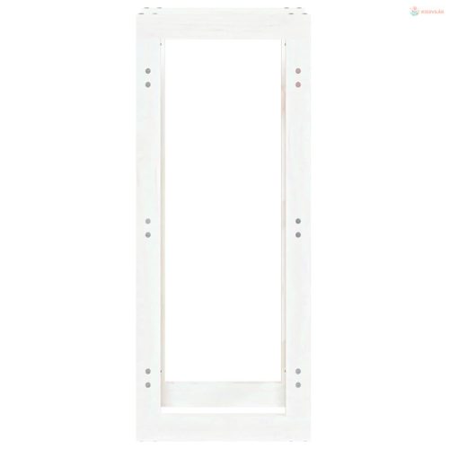 Tömör fenyőfa tűzifatartó állvány fehér 41x25x100 cm