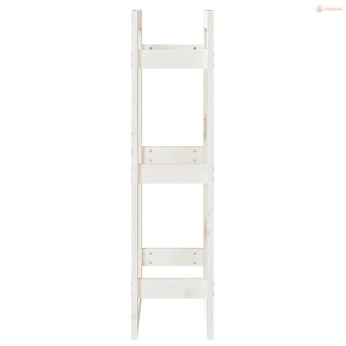 Tömör fenyőfa tűzifatartó állvány fehér 41x25x100 cm