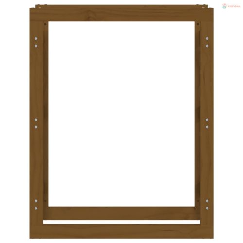 Mézbarna tömör fenyőfa tűzifatartó állvány 80x25x100 cm