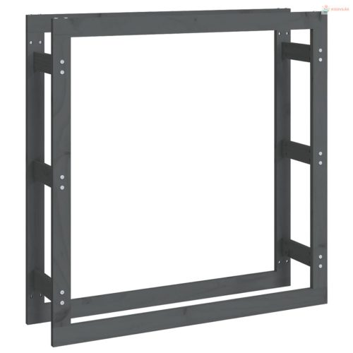 Szürke tömör fenyőfa tűzifatartó állvány 100x25x100 cm