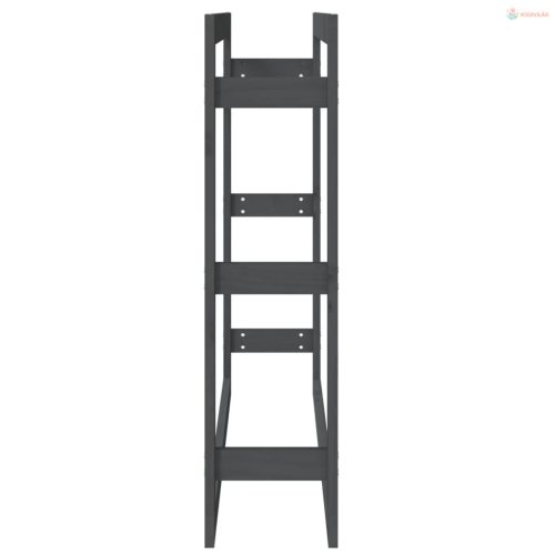 Szürke tömör fenyőfa tűzifatartó állvány 100x25x100 cm