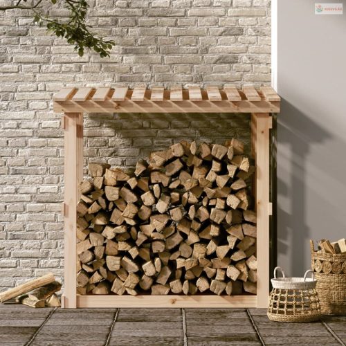 Tömör fenyőfa tűzifatartó állvány 108 x 64,5 x 109 cm