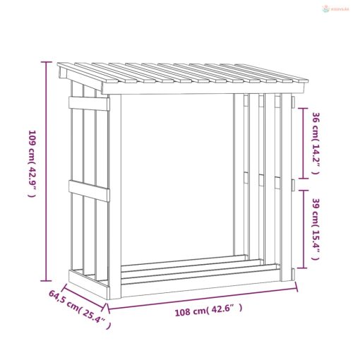 Tömör fenyőfa tűzifatartó állvány 108 x 64,5 x 109 cm