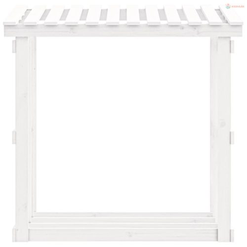 Fehér tömör fenyőfa tűzifatartó állvány 108x64,5x109 cm