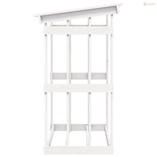 Fehér tömör fenyőfa tűzifatartó állvány 108x64,5x109 cm