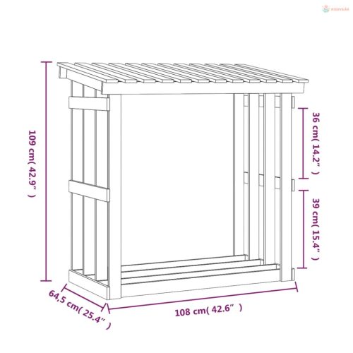 Fehér tömör fenyőfa tűzifatartó állvány 108x64,5x109 cm