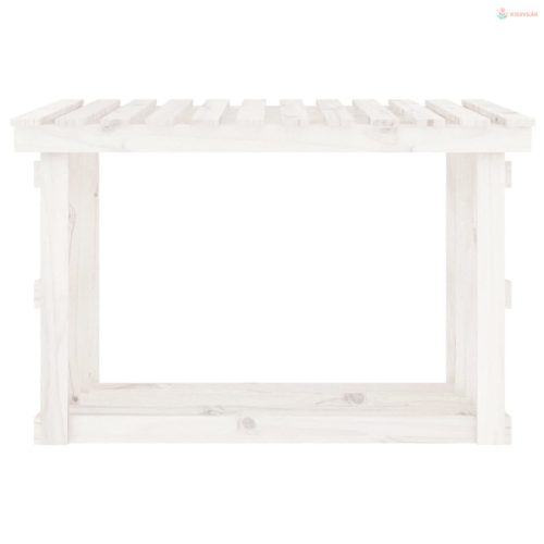 Fehér tömör fenyőfa tűzifatartó állvány 108x64,5x77 cm