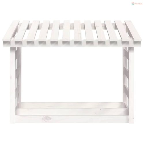 Fehér tömör fenyőfa tűzifatartó állvány 108 x 64,5 x 78 cm