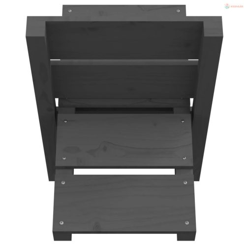 Szürke tömör fenyőfa rönktároló 47 x 39,5 x 48 cm