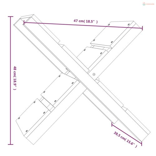 Fekete tömör fenyőfa rönktároló 47 x 39,5 x 48 cm