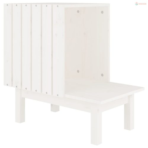 Tömör fenyőfa macskaház fehér 60 x 36 x 60 cm