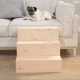 Tömör fenyőfa kisállat lépcső 40 x 37,5 x 35 cm