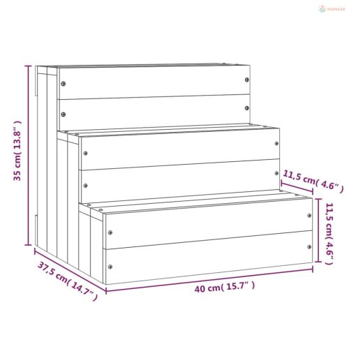 Tömör fenyőfa kisállat lépcső fehér 40 x 37,5 x 35 cm